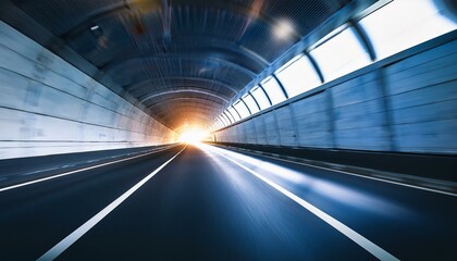 Car driving fast in tunnel. Generated image