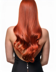 Fototapeta premium Mujer con pelo rojo y bien peinado sobre fondo blanco