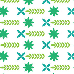 Fototapeta premium Seamless Green Floral Pattern with leaves background