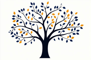 Obraz premium A tree with blue and yellow leaves