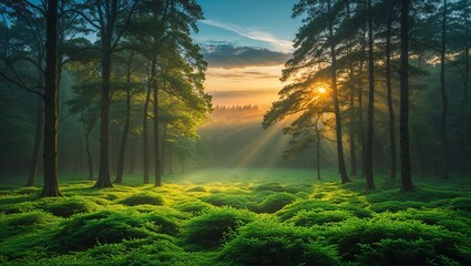 Obraz premium sunrise in the forest