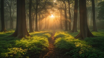 Obraz premium sunrise in the forest