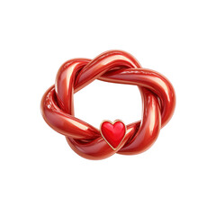 Naklejka premium Red Intertwined Heart Frame 3D Render of Valentine's Day Love Symbol