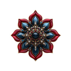 Naklejka premium Ornate Jewel-Encrusted Mandala Flower Design