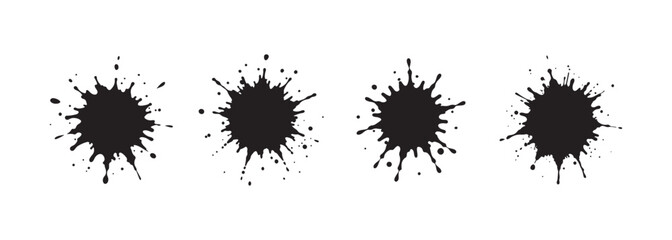 set of paint splatter silhouette, black and white silhouette, vector and illustration
