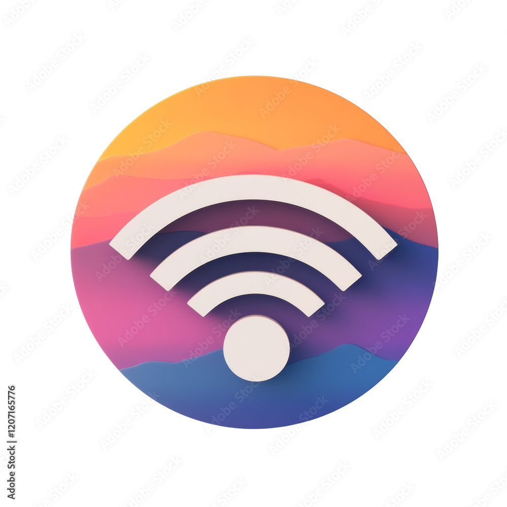 Poster wifi symbol on colorful circular background