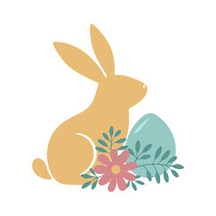 Composition Easter Bunny, flowers  and Eggs