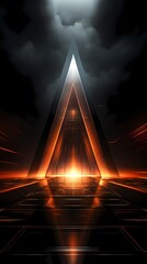 Digital technology retro futuristic orange neon poster background