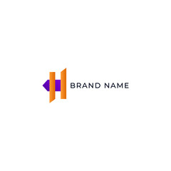 Obraz premium ILLUSTRATION LETTER H GEOMETRIC LOGO ICON GRADIENT ORANGE PURPLE COLOR TEMPLATE SIMPLE MINIMALIST ELEMENT DESIGN SIMPLE VECTOR GOOD FOR APPS, BRAND 