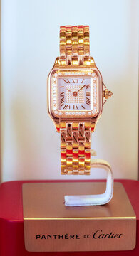 Panthere de Cartier. Ladies' watch in gold and diamonds with Roman numerals.Milan - Italy,11 January 2025