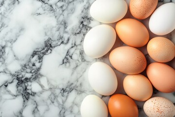 Fresh Eggs on Marble Background Rustic Kitchen Still Life Food Photography