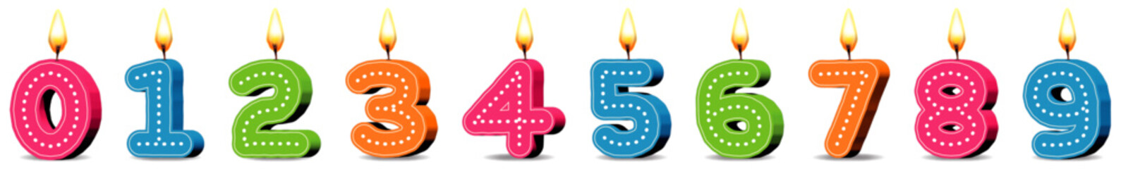  Planche Bougies ANNIVERSAIRE couleurs