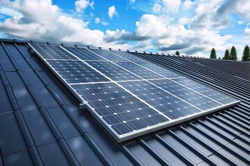 Solar Panel Installation On Modern Roof