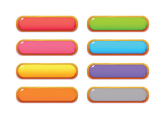 Obraz premium Game UI button. Mobile application or game interface element. Cartoon colorful design. Sticker or label for user interface