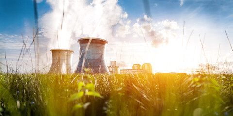 Atomic power station or nuclear power plant producing electricity