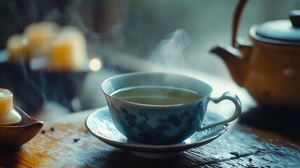 Hot green tea is a healthy herbal drink that helps strengthen the body immune system especially against viruses and allergies