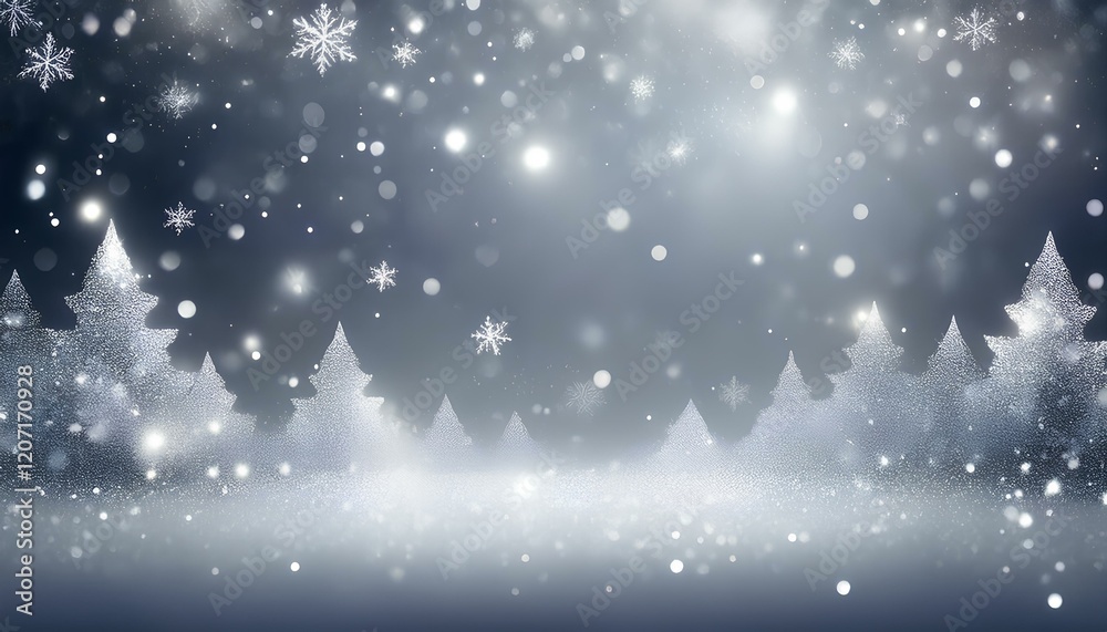 Poster abstract christmas background with snowflakes. snowflakes on glittering gray background. winter holi