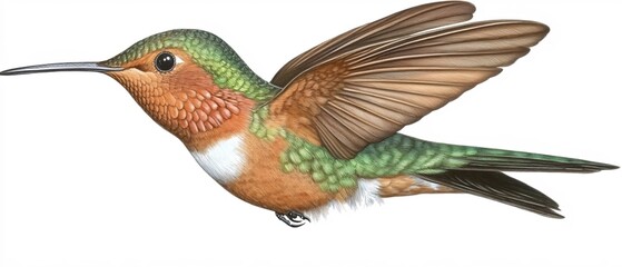 Obraz premium Vibrant Hummingbird in Flight Detailed Illustration of a Tropical Bird
