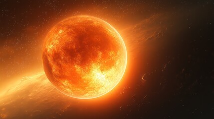 Fototapeta premium Fiery Celestial Body: A Blood Moon's Glowing Aura in the Cosmos