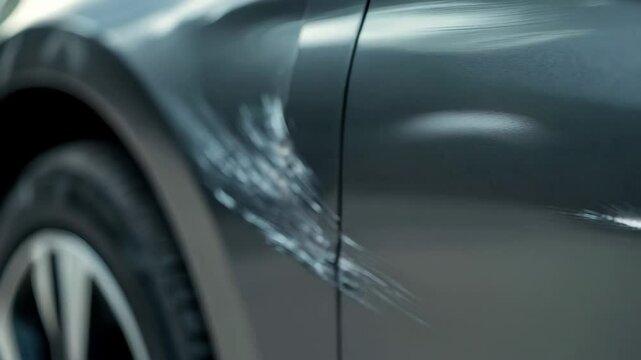 close up of scratch on the car
