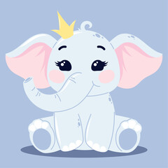 The baby elephant character with a crown in pastel colors