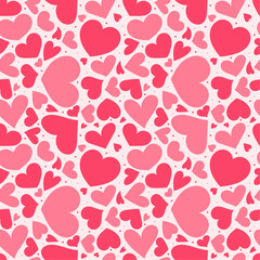 Valentine's Day Seamless Pattern With Hearts, Hand Drawn Elements, Pink Wallpaper