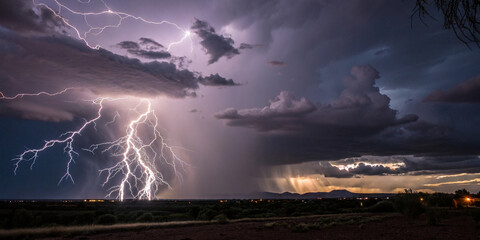 Thunder lighting storm dark background