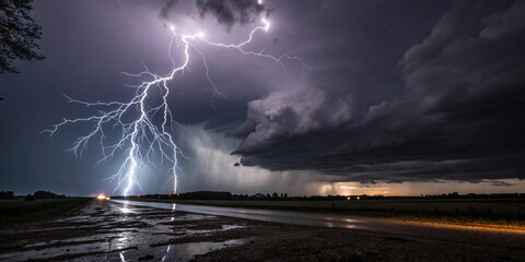 Thunder lighting storm dark background
