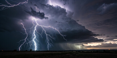 Thunder lighting storm dark background