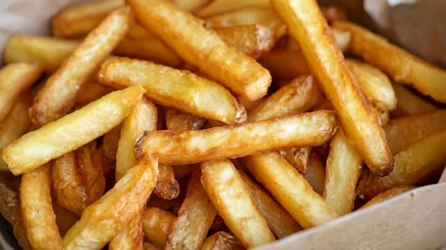 french fries in box with copy space