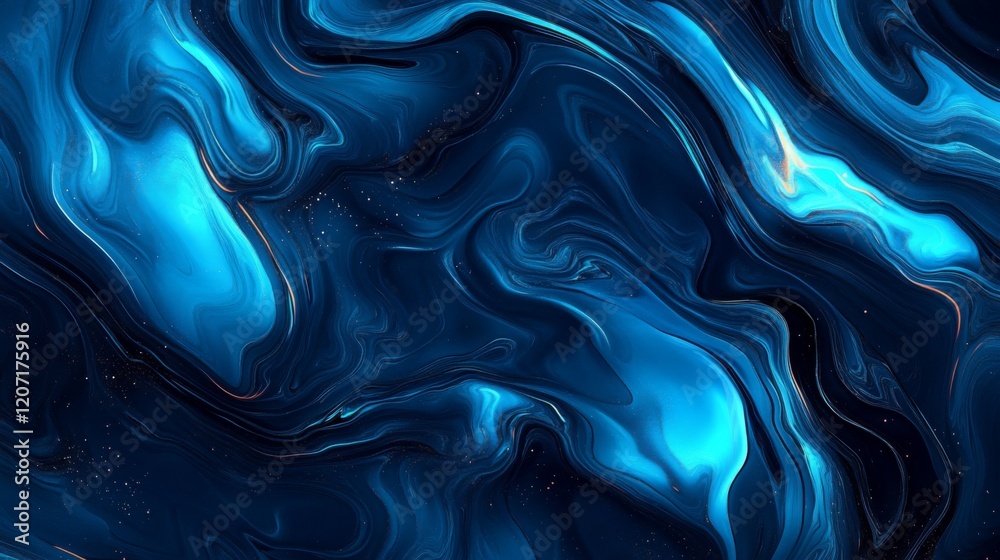 Poster a deep blue abstract background with subtle gradient and texture, with light highlights adding a mys