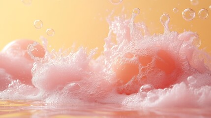 Fototapeta premium Pink Bath Bomb Explosion: A Symphony of Bubbles and Serenity