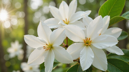 Obraz premium White magnolia flowers in full spring bloom