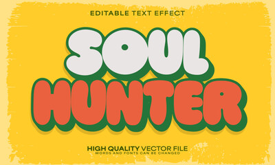 Retro text effect, editable text effect and soul 3d font style bold shadow music poster design