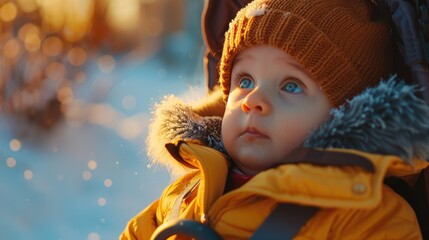 First Outing: A baby’s first time outdoors, snug in a stroller or carrier, ready for their first taste of the world, safe and cozy in every moment.