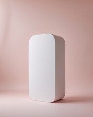 Elegant white product display stand for professional advertisements on a light pink background Realistic 3D Podium for Mockup