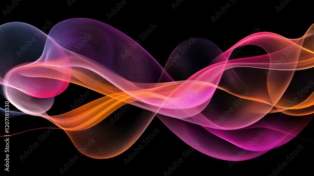 Leinwandbilder a digital representation of futuristic line patterns with glowing effects in neon colors, set agains