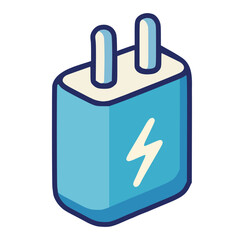 Obraz premium blue mobile phone charger technology flat color vector illustration template design