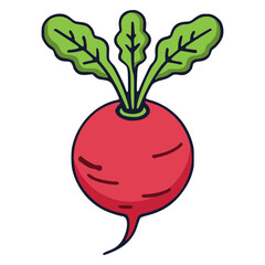 turnip food vegetable nature healthy flat color vector illustration template design