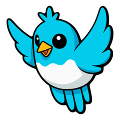 blue bird cute pet animal flat color vector illustration template design