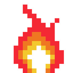 Obraz premium Fire pixel art icon. 8 bit fire icon. Pixel Game Outline Contoured Icons