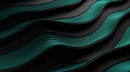 Fototapeta premium Abstract Teal and Black Wavy Lines Background Design: Modern Minimalist 3D Render