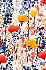 Naklejka premium Vibrant Floral Meadow Abstract Art Print Design