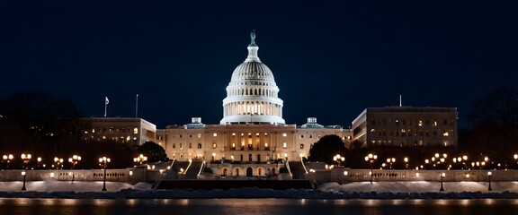 Iconic U.S. Capitol in Washington D.C. Under Winter night © Muhammad Shoaib