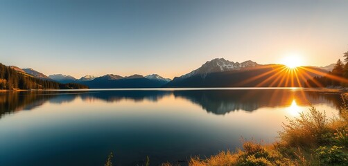 Fototapeta premium Breathtaking panorama of morning wild nature high in mountains, 4k image