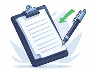 Clipboard with Empty Document and Pen Ready for Writing Ideas