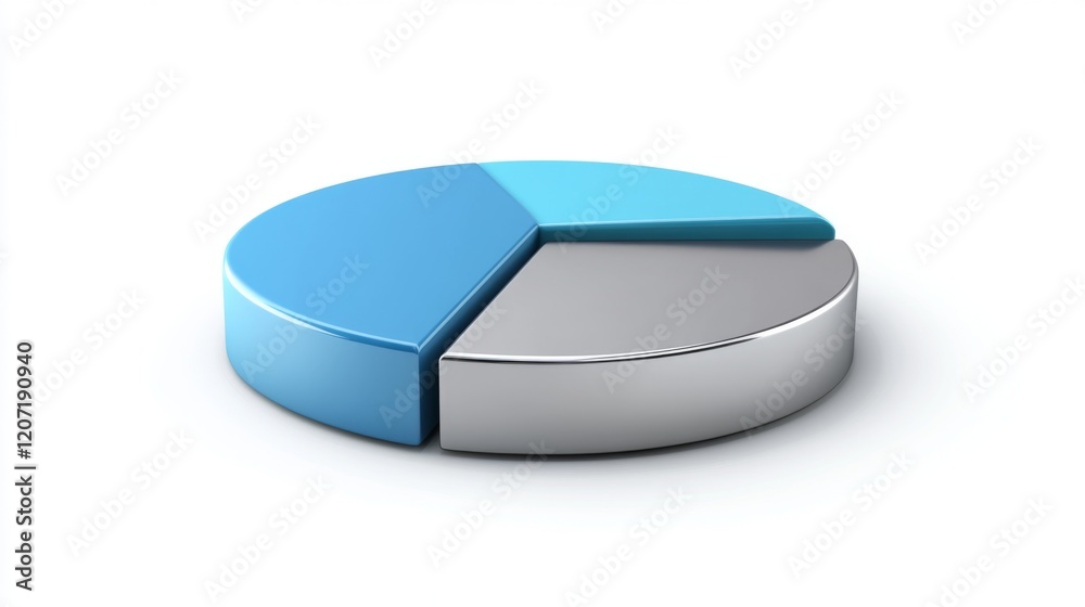 Leinwandbilder a metallic-style financial pie chart with blue and silver segments, displayed on a white background 