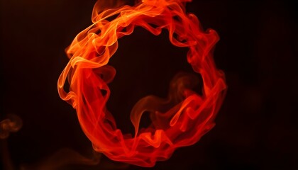 Red glowing smoke swirling into a frame, glowing softly against a black background