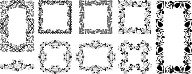 Decoration. greeting card. Premium decoration. Ticket design. Design template. Doodle photo frames, cute hand drawn painting frame. Sketch picture framing borders with decorative elements vector set.