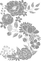 Number 5 Solid flat vector floral pattern drawing spring element decoration svg file